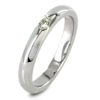 Stainless Steel High Polish Center Cubic Zirconia Ring