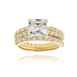 Icz Stonez 18k Gold over Sterling Silver Cubic Zirconia Bridal Ring