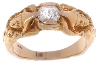 18k Gold 7/8ct Old Mine Diamond Jester Ring