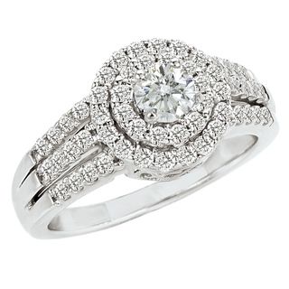 14k White Gold 1ct TDW Diamond Halo Engagement Ring (G H, SI1 SI2
