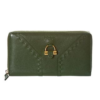 Yves Saint Laurent Muse Green Leather Zip around Wallet