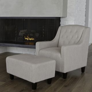 Christopher Knight Home Elaine Tufted Natural Fabric Club Chair and
