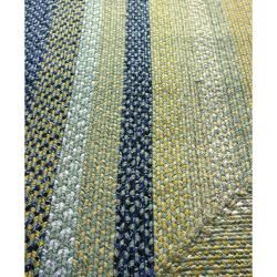 Handmade Alexa Cotton Fabric Braided Blue Cottage Rug (26 x 9