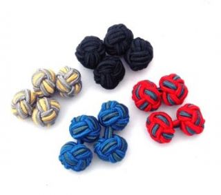 C115 Silk Knot Cufflinks   Yellow/Red/Blue/Black Clothing