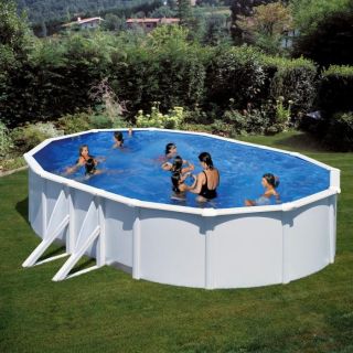 ATLANTIS Kit piscine hors sol ovale avec 4 renforts   Liner uni bleu 0