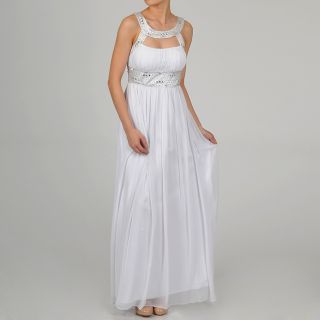 One By Eight Womens Ivory Chiffon Beaded Keyhole Gown Today $163.89