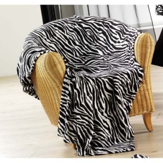 Plaid peluche 130x160 ZEBRE noir   Plaid peluche ZEBRE 130 cm x 160 cm