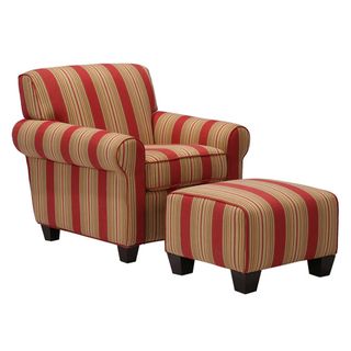 Portfolio Mira 8 way Hand tied Crimson Red Stripe Arm Chair and