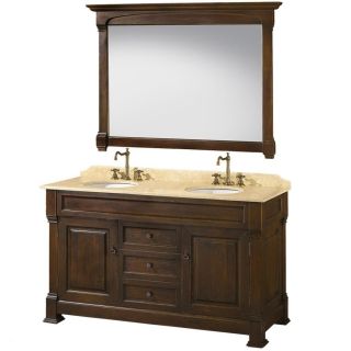 Traditional 62 inch Brown Double Sink Bathroom Vanity
