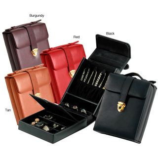Royce Leather Top grain Nappa Leather Jewelry Case features 4 Hooks