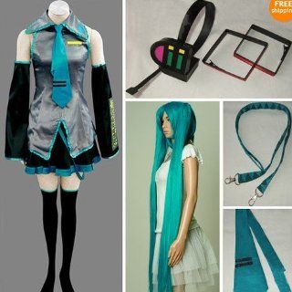Vocaloid 2 Hatsune Miku Cosplay Costume set + WIG + Headphone all size