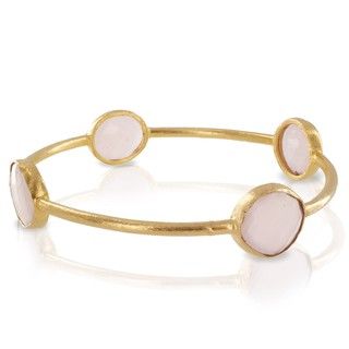 ELYA Designs 22K Goldplated Rose Quartz Bangle Bracelet