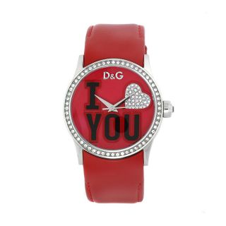 Dolce & Gabbana Womens I Love You Red Leather Watch