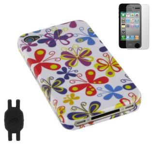 in 1 Color Butterfly Design iPhone 4 Case Bundle
