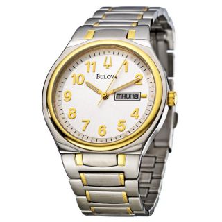 Bulova Mens Bracelet Two tone Stainless Steel Quartz Date Watch