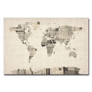 Michael Tompsett Vintage Postcard World Map Canvas Art