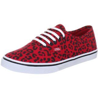Vans Leopard Canvas Authentic Lo Pro Girls Shoes Red/True White