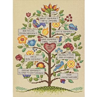 Vintage Family Tree Counted Cross Stitch Kit 9X12 14 Count