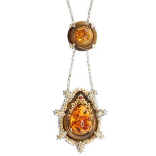tone Tigers Eye and Amber Pendant Necklace Today $141.99
