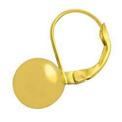 14k Yellow Gold Polished Bead Ball Leverback Earrings