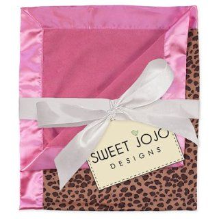 Pink & Cheetah Print Minky and Satin Baby Blanket by Sweet