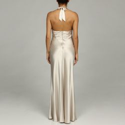 Issue New York Womens Pearl Bandeau Halter Evening Gown