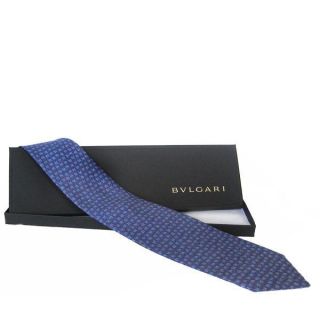 Bvlgari Bar Code Blue Silk Necktie