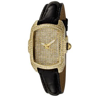 Invicta Womens Lupah Black Patent Leather White Crystal Watch