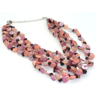 Pink Mother of Pearl Shell Multi strand Necklace (India)