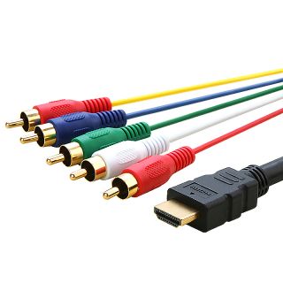 Five foot HDMI to Five RCA Audio/Video Component Strain relief Cable