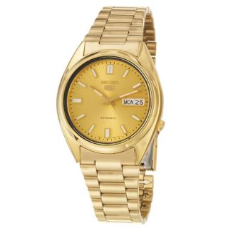 Seiko Mens Seiko 5 Yellow Goldplated Stainless Steel Automatic
