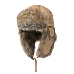 Boston Traveler Mens Suede Faux Fur Trapper Hat
