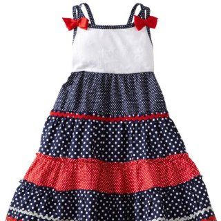 Youngland Girls 2 6X Sleeveless Tier Nautical Sundress With Lace