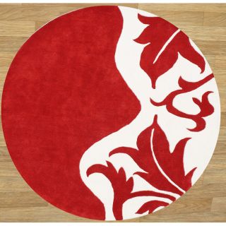 Hand tufted Royal Quill Red/ White Wool Rug (6 Round) Today $164.99