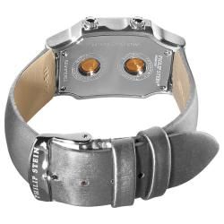 Philip Stein Womens Signature Grey Leather Strap Dual Time Watch