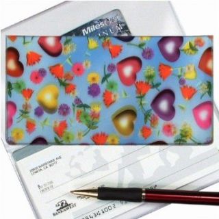 Lenticular Check Book Cover, LOVE HART, FLOWER, RED