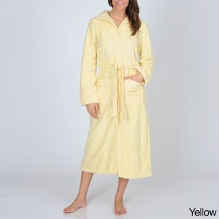 La Cera Womens Button front Fleece Robe