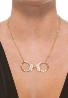 Rhinestone Handcuff Necklace (Gold;One Size) Clothing