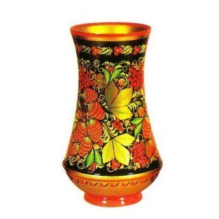 painted KHOKHLOMA Khohloma Wooden Decorative Vase 240 x 135 mm #x.21