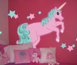 Large Pastel Unicorn Wall Mural Decal for Girls Rooms