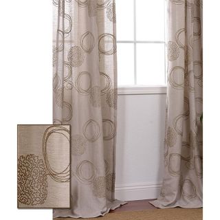 Crewel Embroidered Faux Linen 84 inch Curtain Panel