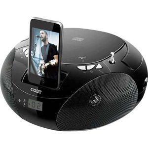 Coby CSMP142 Player Dock/Radio/CD Player BoomBox. PORTABLE