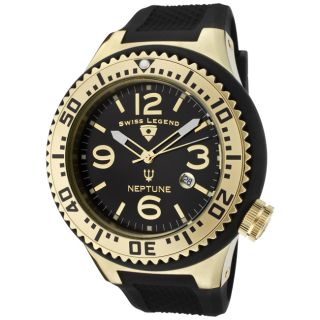 Swiss Legend Mens Neptune Black Dial Black Silicone Watch