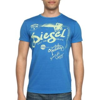 DIESEL T Shirt Ducha Homme Bleu royal et vert   Achat / Vente T SHIRT