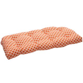 Pillow Perfect Outdoor Geometric Orange/ White Wicker Seat Cushions