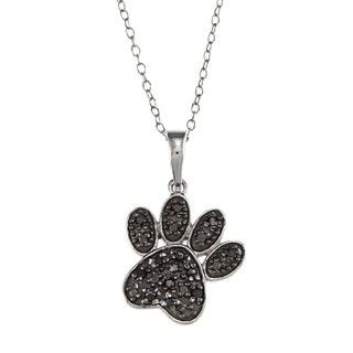 Sterling Silver 1/10ct TDW Black Diamond Dog Paw Necklace