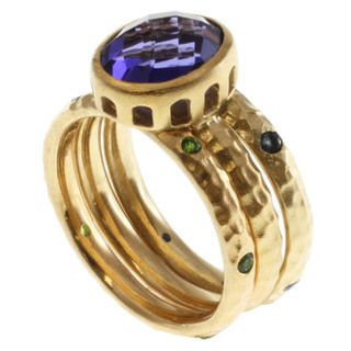 Michael Valitutti Gold over Silver Multi gemstone Ring Set