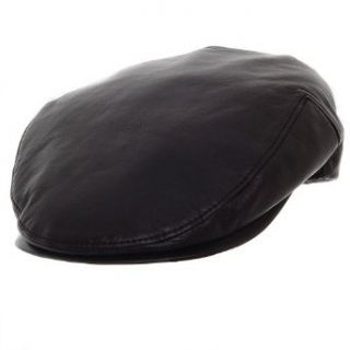 Borsalino Leather Ivy Cap (60, Black) Clothing