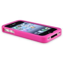 Pink Silicone Case/ Animal Home Button Stickers for Apple iPhone 4/ 4S