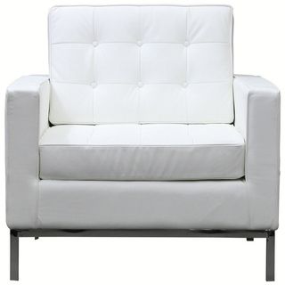 Florence White Genuine Leather Armchair